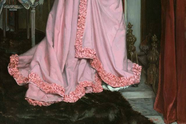 粉裙子的少女宫廷油画