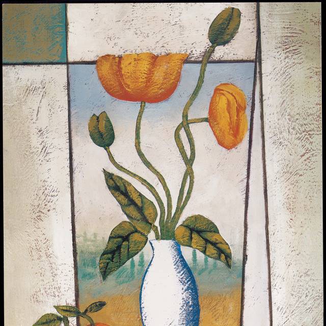 彩色图框手绘插花装饰画1