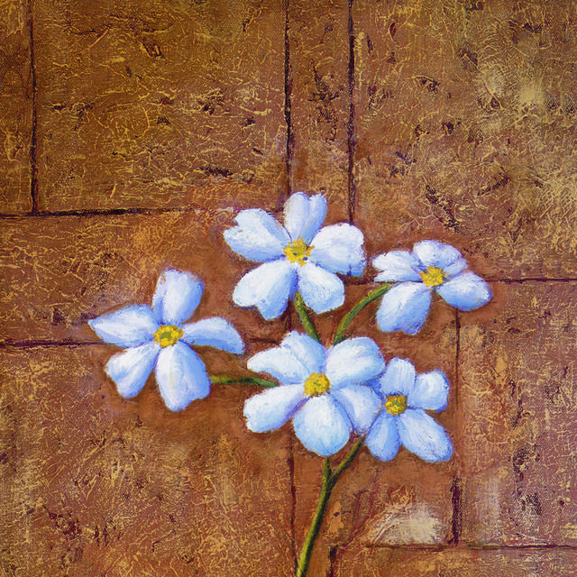 蓝花盆栽装饰画