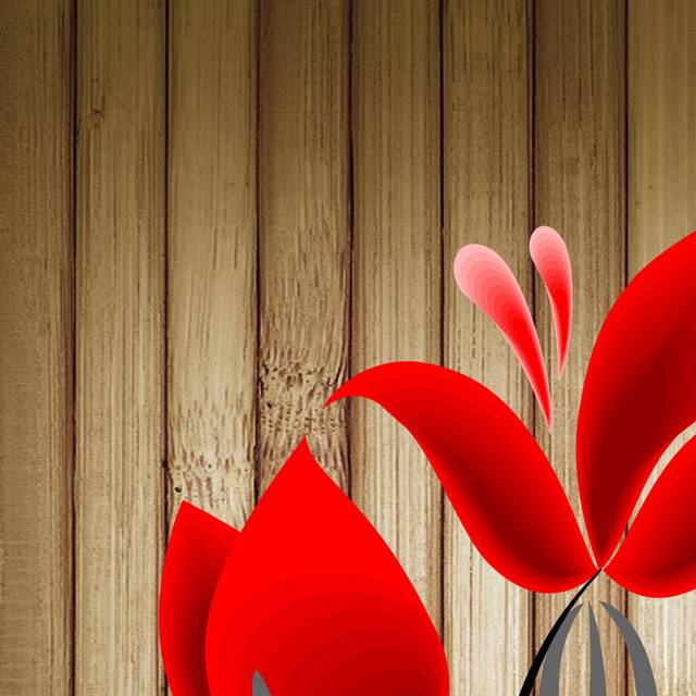 木纹底红色花朵装饰画