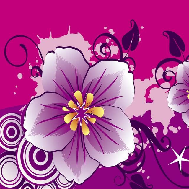 紫黄花卉装饰画