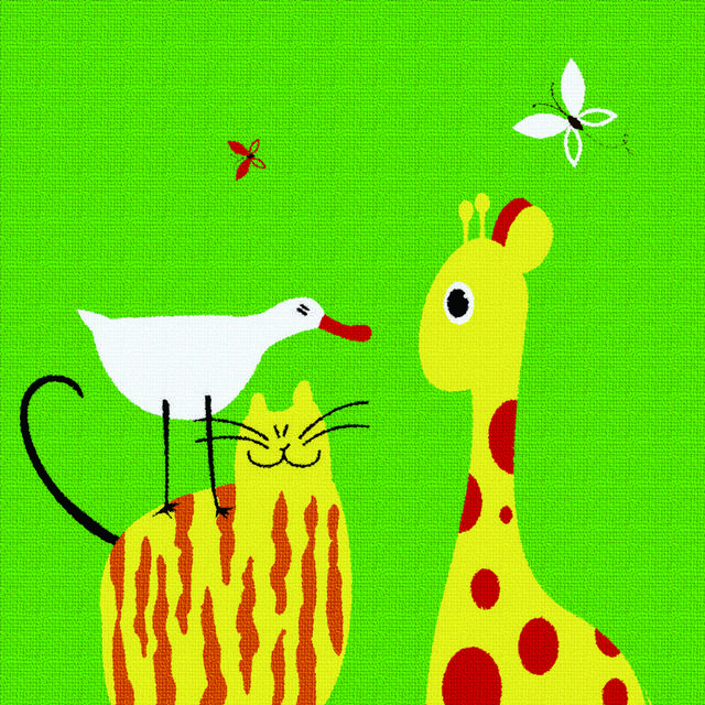 猫与长颈鹿装饰画