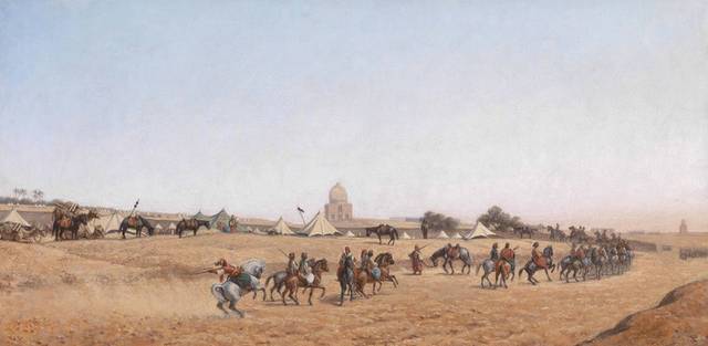 骑马打猎的人风景装饰画