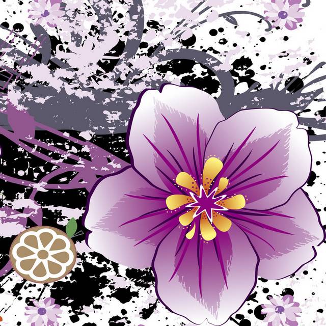 彩色泼墨紫色花朵装饰画2