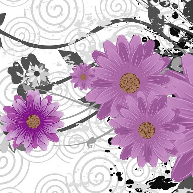 精美紫色鲜花无框画2