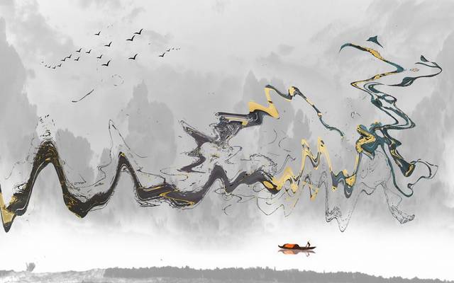 精美抽象中国风山水装饰画