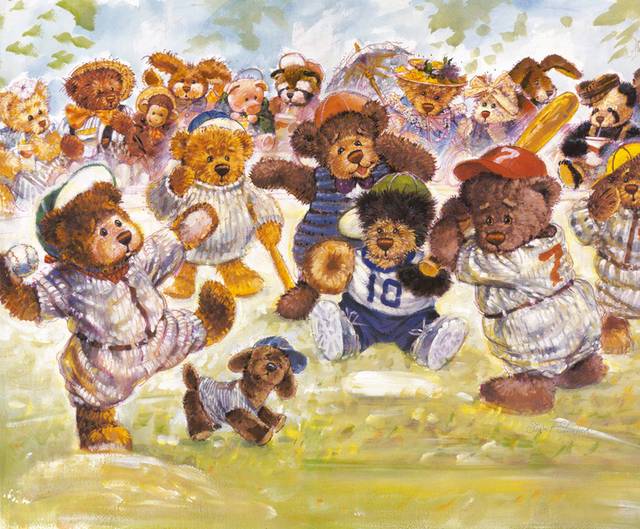 打棒球的泰迪熊装饰画