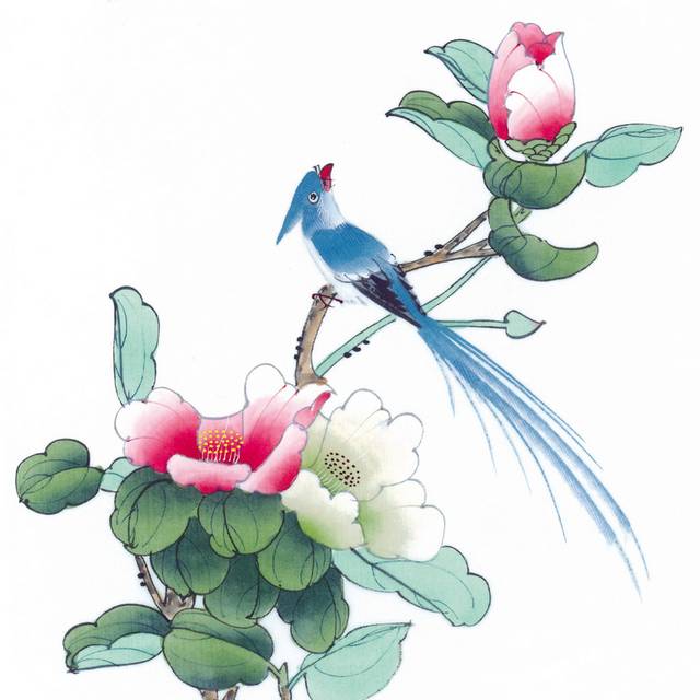 鸟儿与花卉工笔画