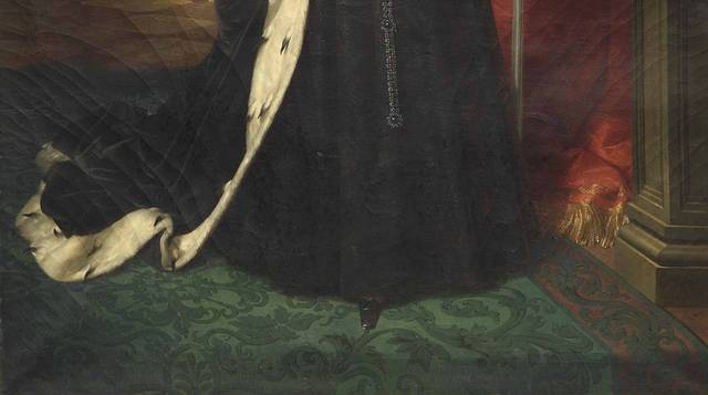拿着权杖的黑裙女人宫廷油画装饰画