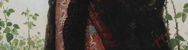 披黑色头纱的女人宫廷油画装饰画