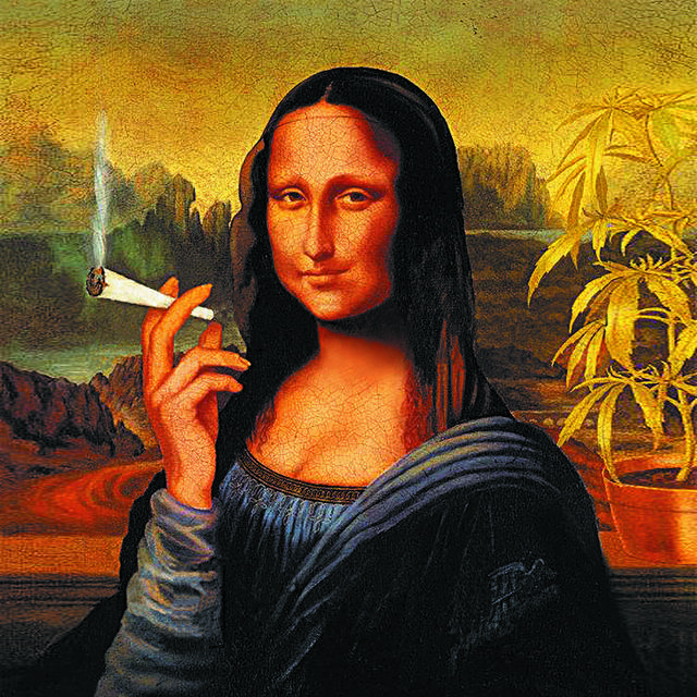 抽烟的蒙娜丽莎装饰画