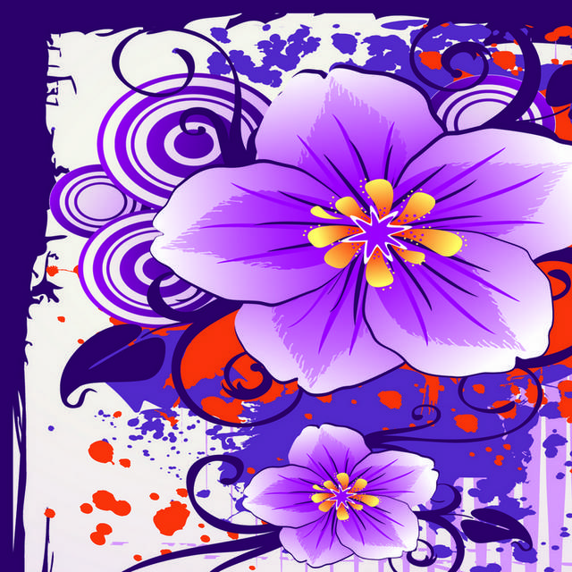 紫色泼墨渲染花卉装饰画