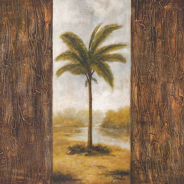 复古手绘椰树装饰画