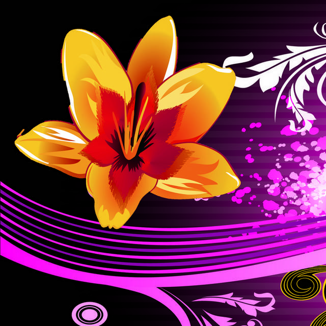 紫色渲染泼墨黄色花卉装饰画