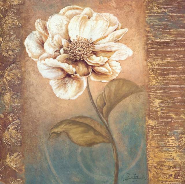 图框复古手绘花朵装饰画1