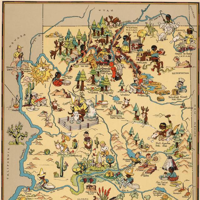 1935年出版亚利桑那州地图装饰画