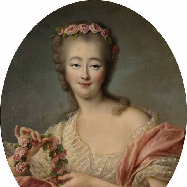戴粉色花环的女人欧洲宫廷油画