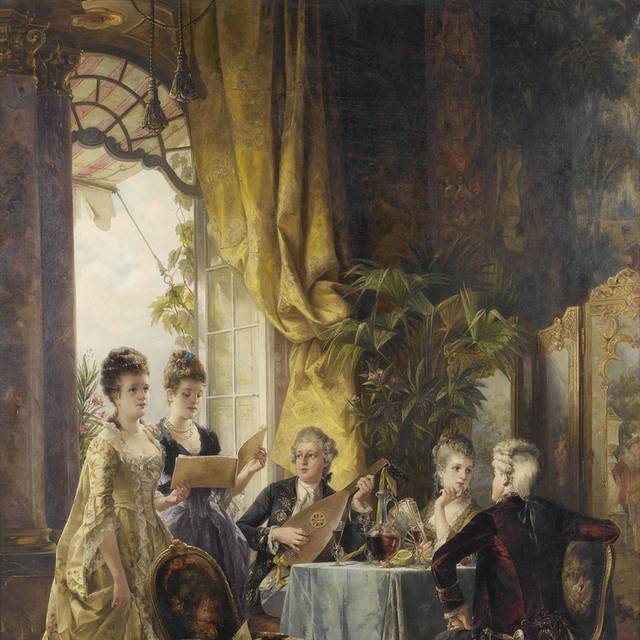 讨论音乐的贵族欧洲宫廷油画