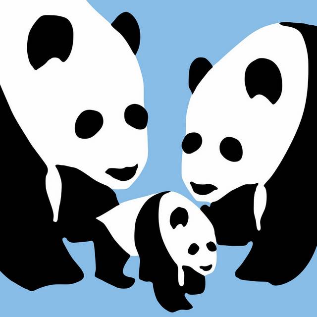 卡通熊猫一家装饰画