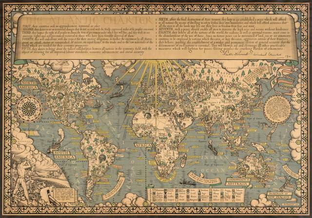 1941年出版二战期间世界地图装饰画