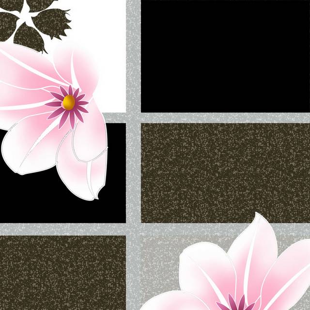 黑白灰图框粉色花卉装饰画2