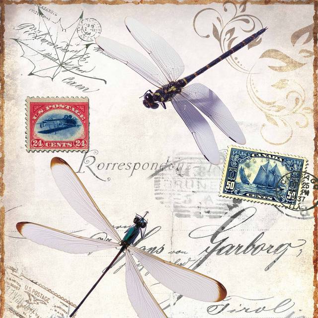 蜻蜓邮票无框画