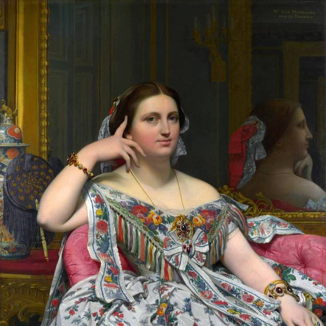 坐在镜子前的女人宫廷油画装饰画