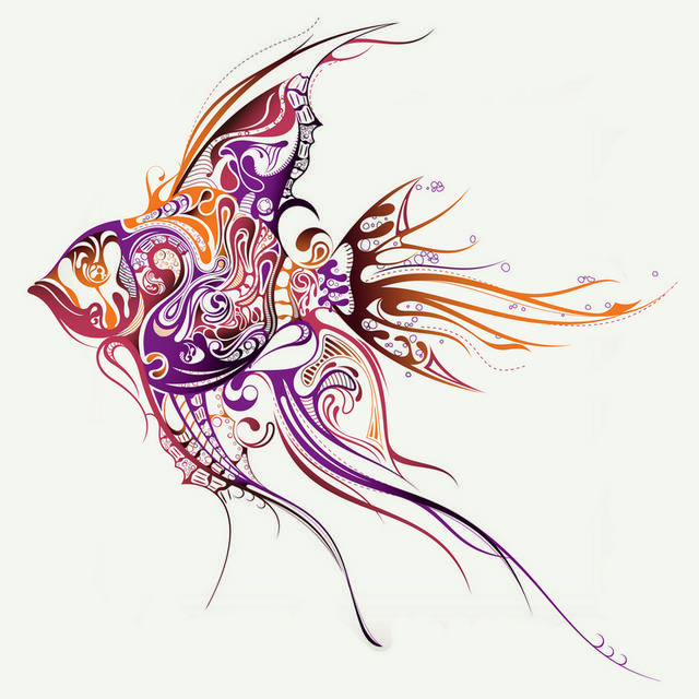 彩绘金鱼装饰画素材