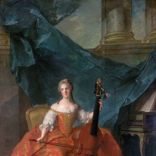 拉大提琴的女人欧洲宫廷油画