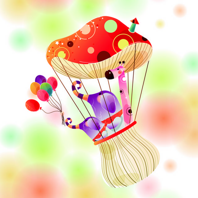 蘑菇热气球装饰画