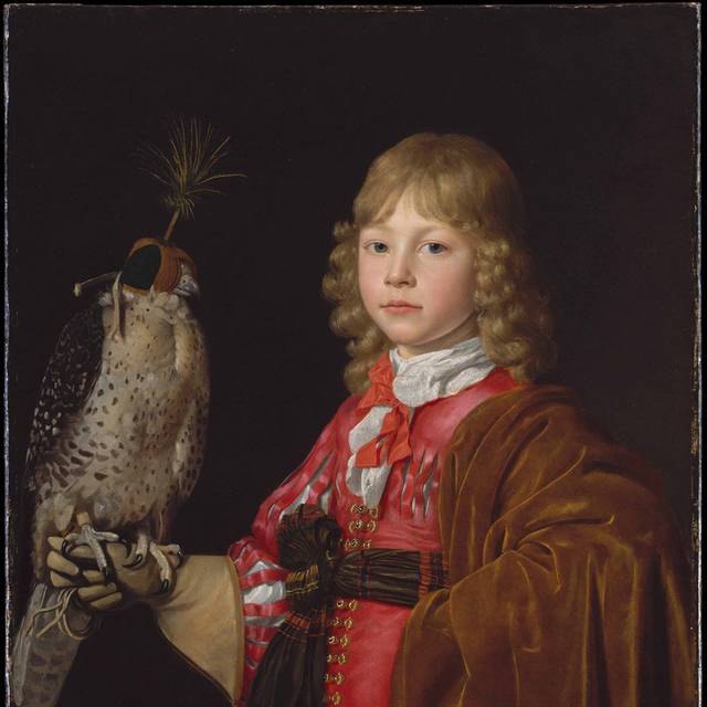 拿着鹰的男孩宫廷油画装饰画