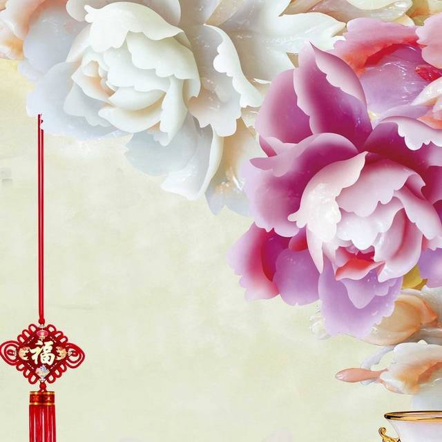彩色鲜花陶瓷玄关画