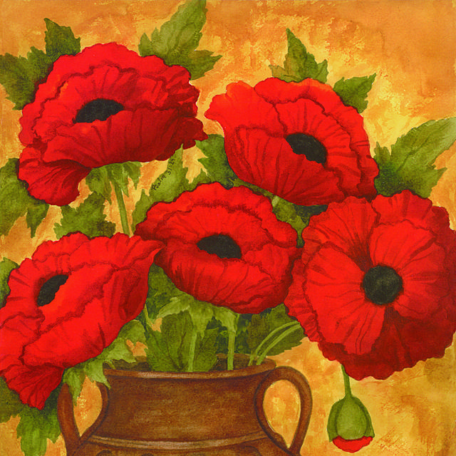 贵气红色花瓶装饰画1