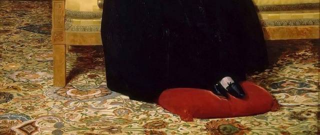 端庄的黑裙女士欧洲宫廷油画