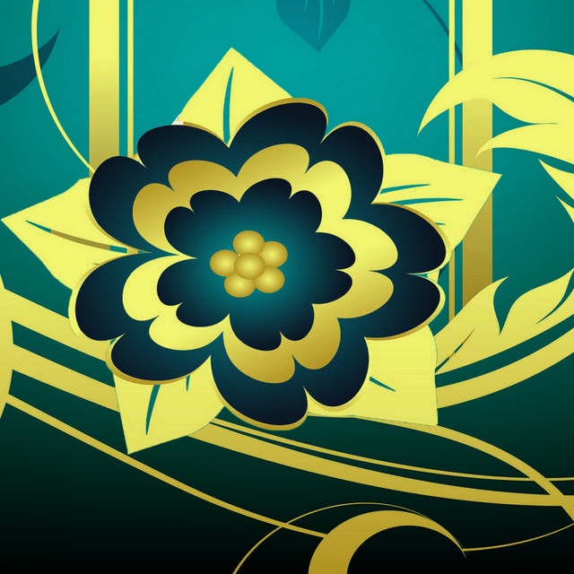 金蓝花卉装饰画1