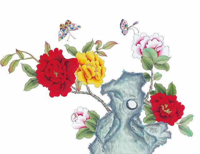 红花黄花工笔画