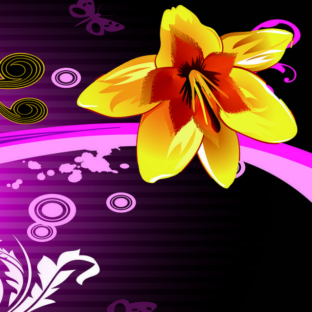 紫色渲染泼墨黄色花卉装饰画2