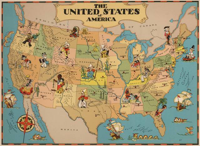 1935年出版美国地图装饰画
