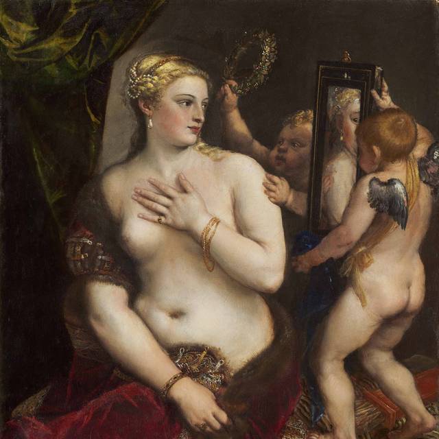 照镜子的女人欧洲宫廷油画