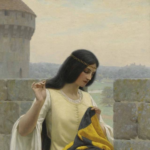 缝衣服的女人欧洲宫廷油画
