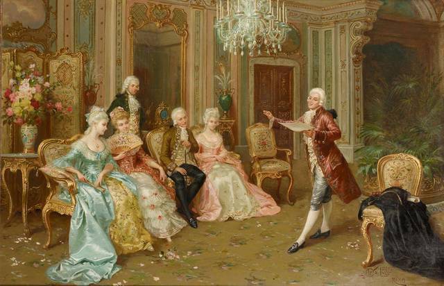 上家教课的贵族少女欧洲宫廷油画