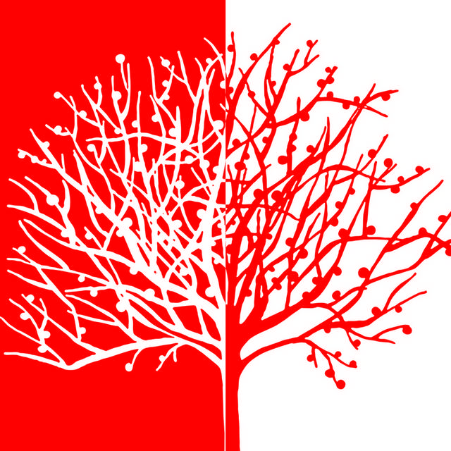 红白手绘树枝装饰画1