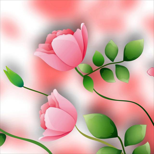 手绘粉色玫瑰客厅装饰画1