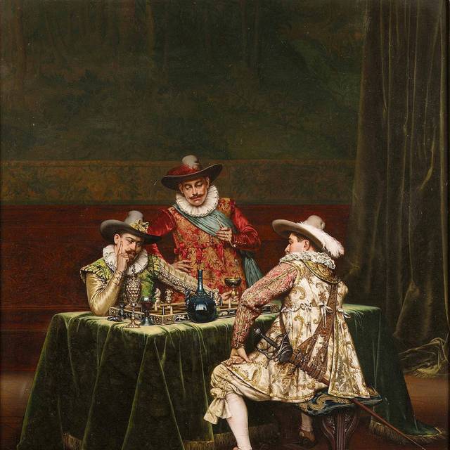 下棋的贵族欧洲宫廷油画