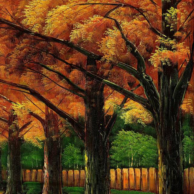秋日树木客厅装饰画2