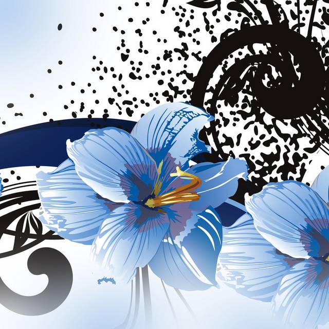 蓝色花卉创意装饰画4