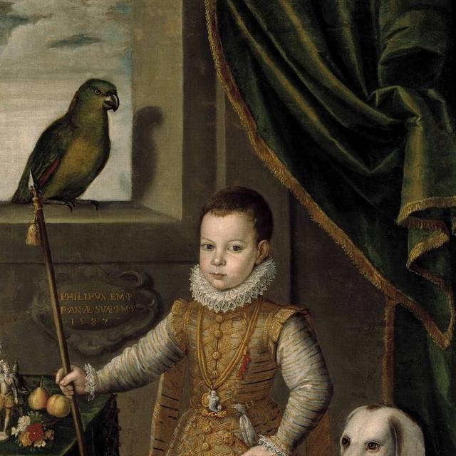 小男孩和小狗欧洲宫廷油画