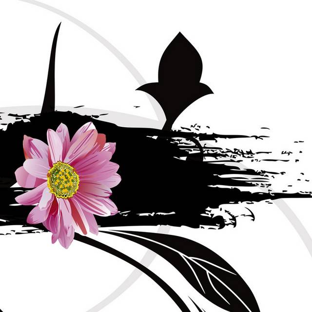 泼墨抽象粉色非洲菊装饰画2