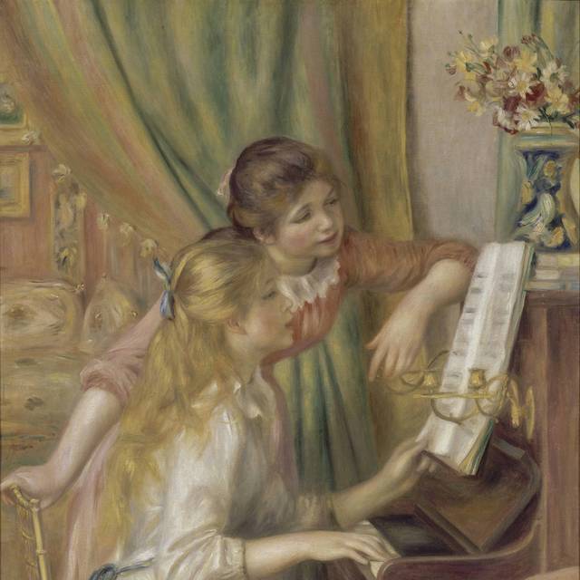 弹钢琴的少女油画素材