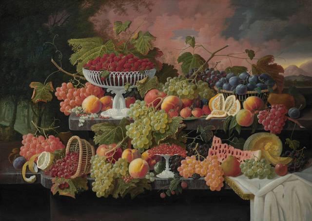 餐桌水果油画装饰画